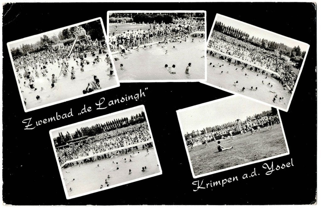 Krimpen ZH, zwembad de Lansingh collage, verstuurd 1968, Verzenden, 1960 tot 1980, Gelopen, Zuid-Holland