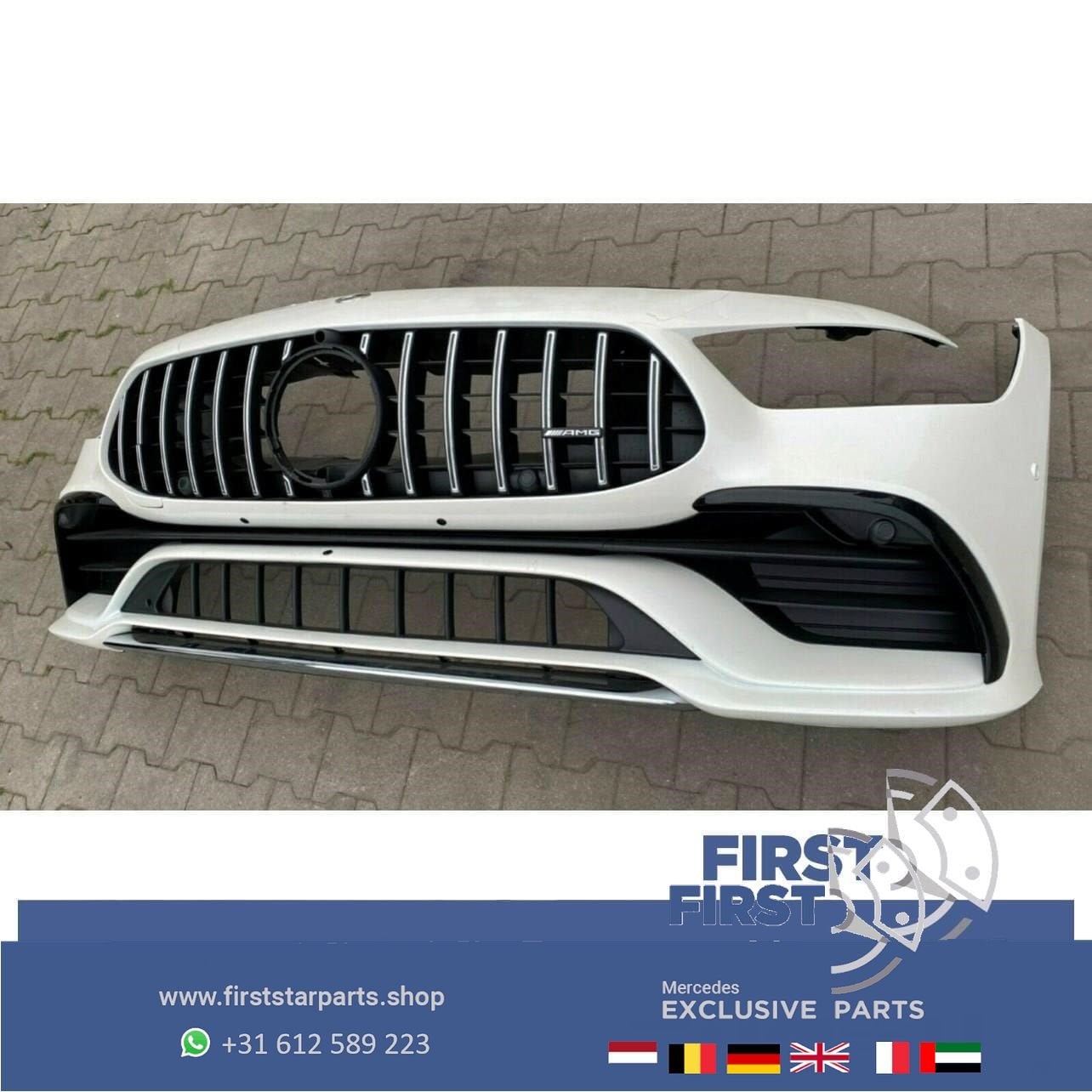 X290 W290 GT 43 53 4 DOORS COUPÉ AMG VOORBUMPER WIT COMPLEET, Gebruikt, -, Voor, Ophalen of Verzenden