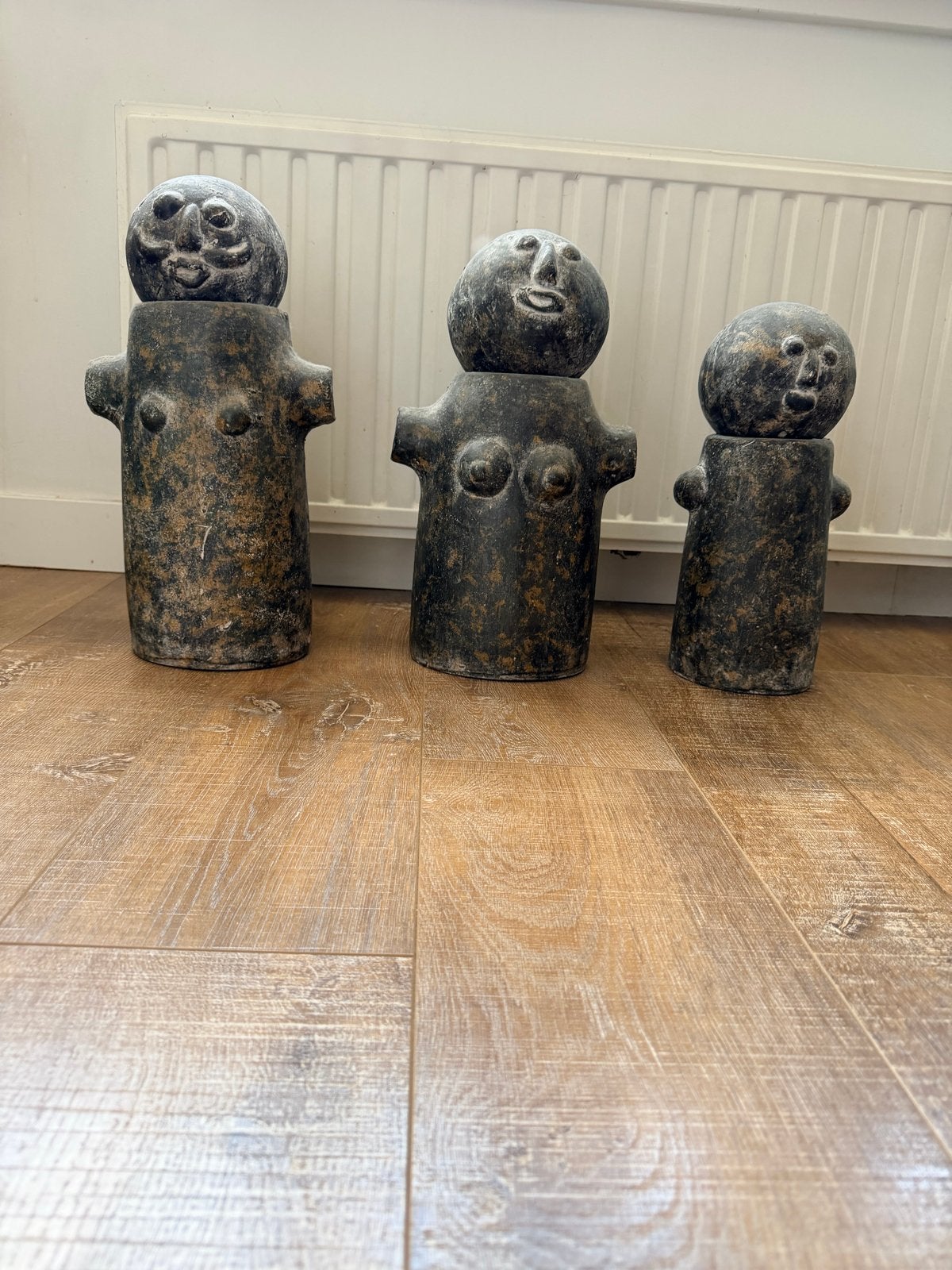 Set van 3 Afrikaanse beelden - Vrouwenfiguren, Antiek en Kunst, Ophalen, Handgemaakt, Steen of Keramiek, Beeld