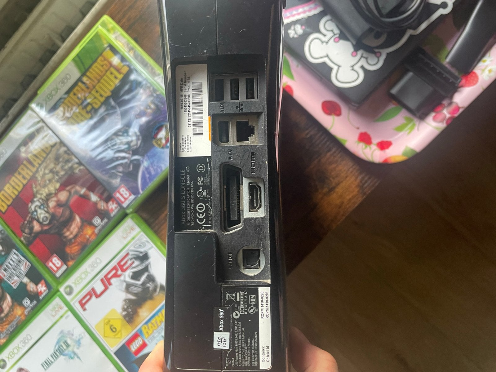 Xbox 360 S met controller en 8 games, Ophalen, Met 1 controller, Gebruikt, Met games
