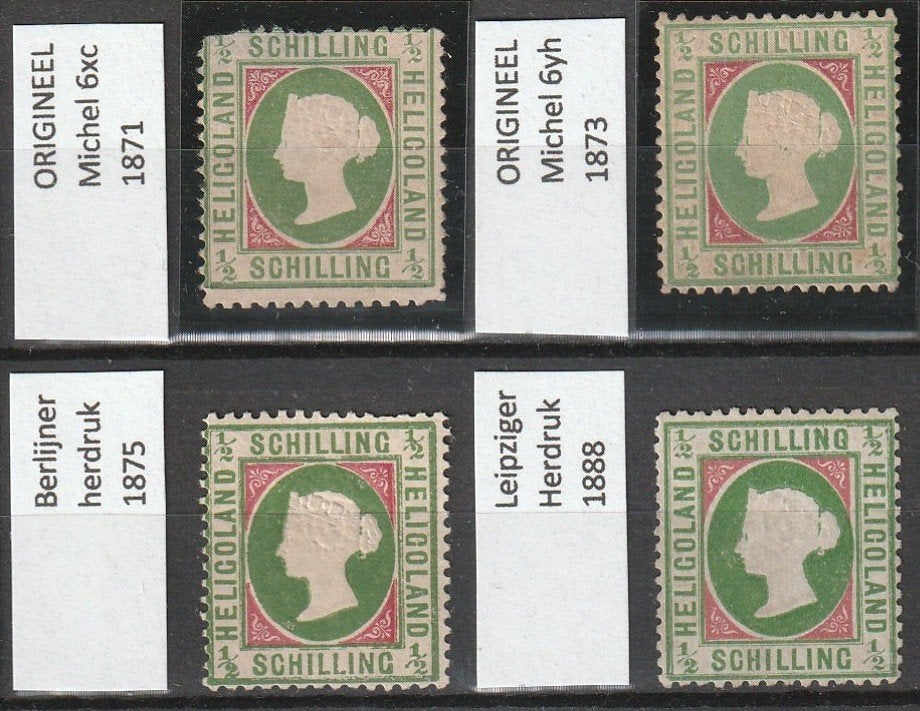 HELGOLAND - HELIGOLAND - Mi 6xc, 6yh & herdrukken, Ophalen of Verzenden, Duitse Keizerrijk