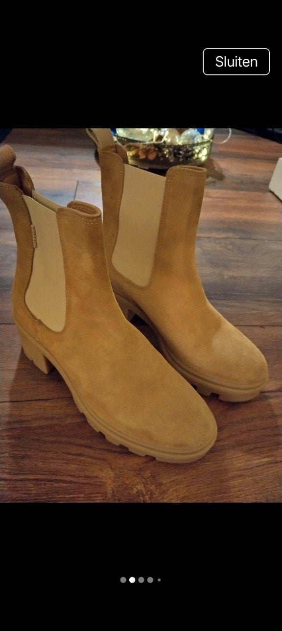 stoere blokhak plateau laarzen, Hoge laarzen, Beige, Ophalen of Verzenden, Zo goed als nieuw