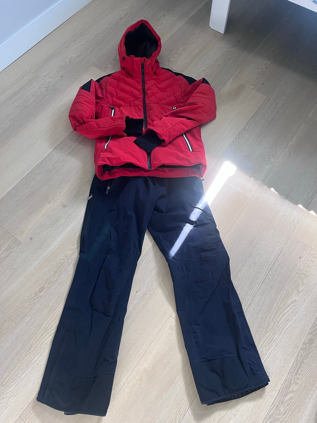 Toni Sailer heren skipak - zwart/rood - jas 52, broek 54, Ophalen of Verzenden, Gedragen, Maat 52/54 (L), Pak