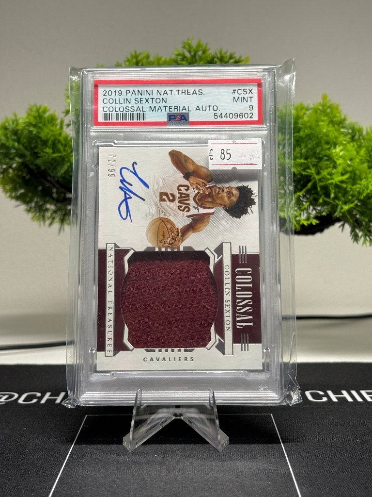 Panini NT NBA Collin Sexton on card auto + patch /99 PSA 9, Hobby en Vrije tijd, Ophalen of Verzenden, Zo goed als nieuw, Plaatje