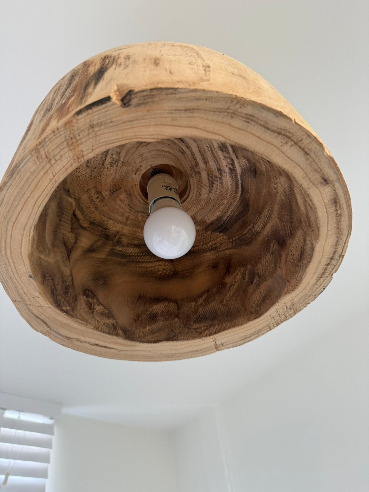 2 x uitgeholde boomstam lamp design hout, Ophalen, Zo goed als nieuw, Rond