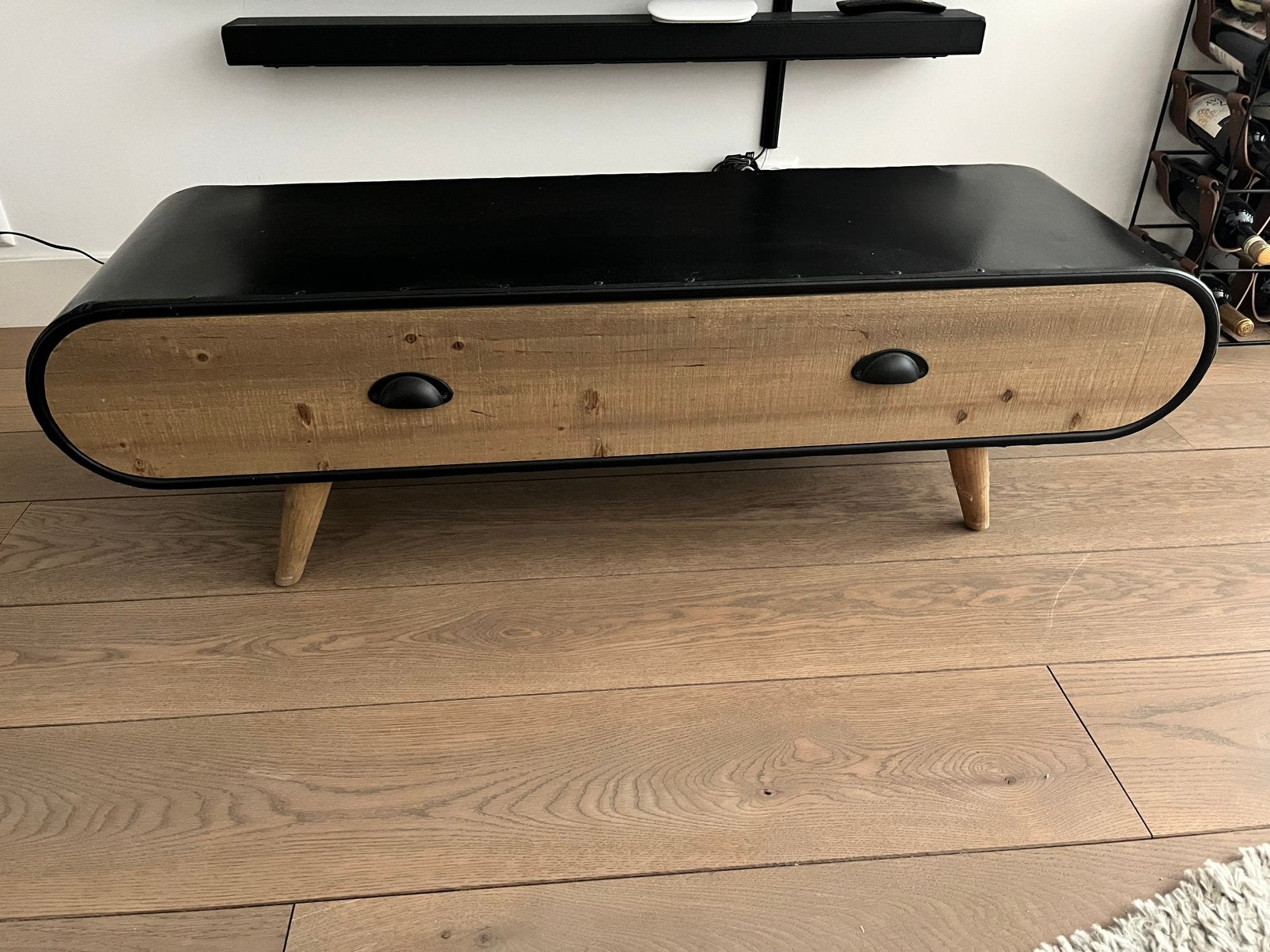 Tv meubel metaa/hout, Huis en Inrichting, Kasten | Televisiemeubels, Ophalen, 100 tot 150 cm, Zo goed als nieuw, Minder dan 100 cm