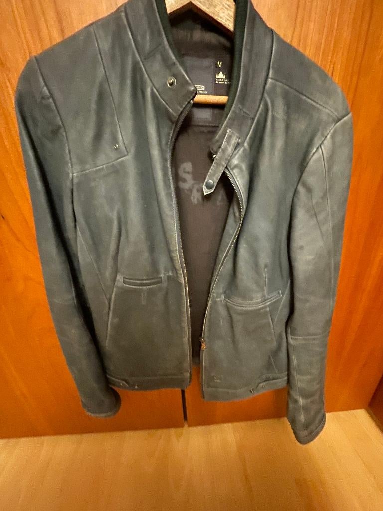te koop blauw leren jasje G-Star Raw maat M, Maat 38/40 (M), G-STAR RAW, Gedragen, Verzenden