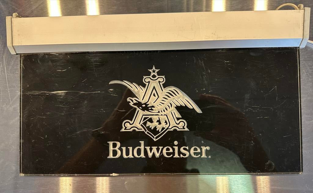 Budweiser Lichtreclame - Vintage Bar Decoratie, Ophalen of Verzenden, Gebruikt