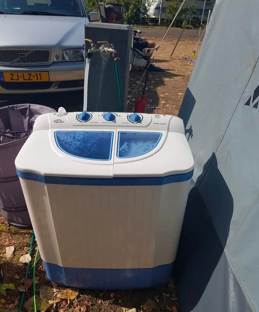 Camping wasmachine, Witgoed en Apparatuur, Wasmachines, Gebruikt, Bovenlader, 4 tot 6 kg, 85 tot 90 cm, Minder dan 1200 toeren
