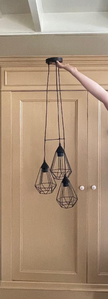 Lamp hanglamp plafond, Ophalen, Gebruikt, Metaal, 50 tot 75 cm