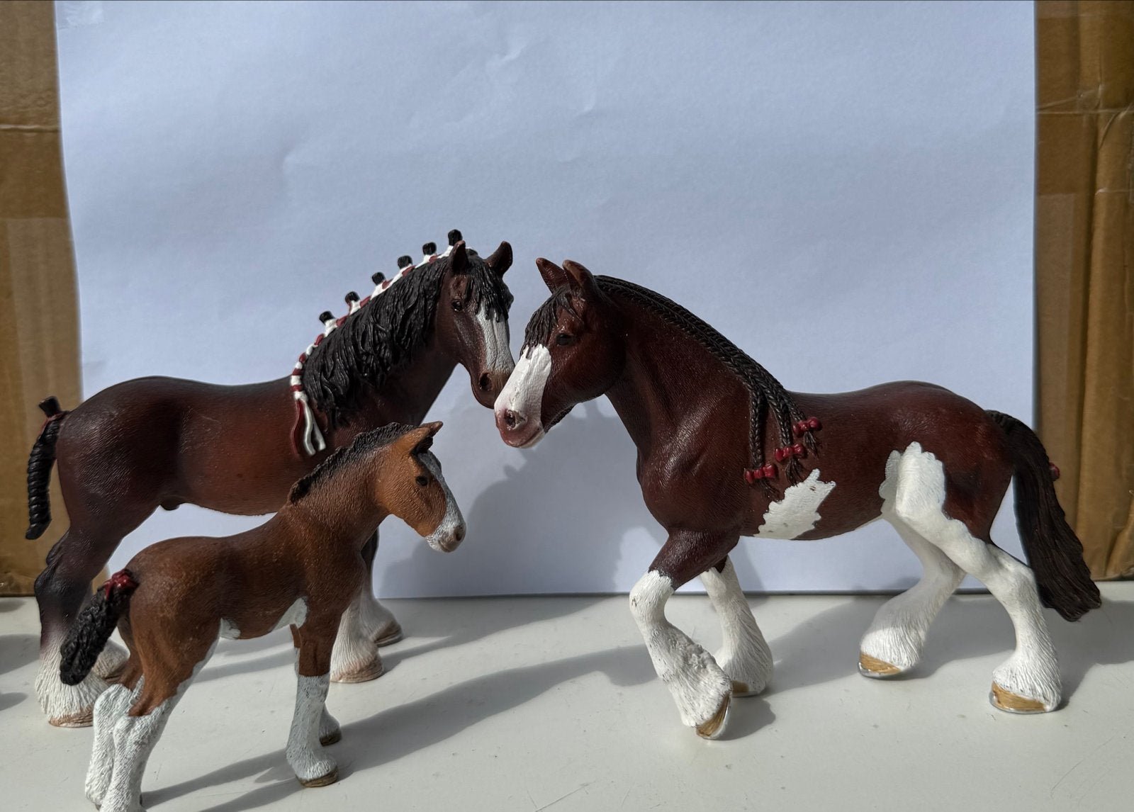 Schleich Clydesdale Paardenfamilie - 3 Figuren, Ophalen of Verzenden, Zo goed als nieuw