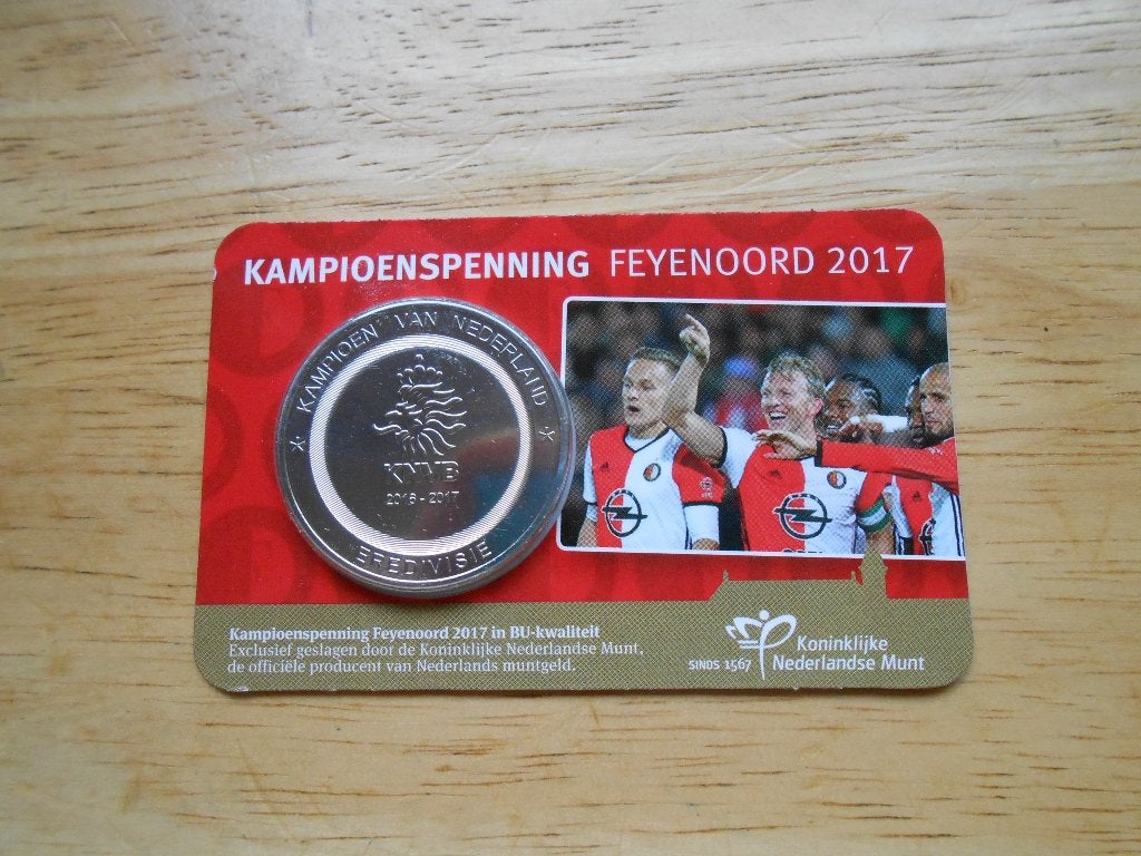 Feyenoord Kampioenspenning 2017 BU kwaliteit coincard, Postzegels en Munten, Ophalen of Verzenden, Overige materialen, Nederland