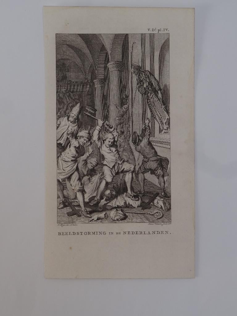 gravure beeldenstorm in Nederlanden Vinkeles historie 1750, Antiek en Kunst, Kunst | Etsen en Gravures, Dagelijks leven, Verzenden