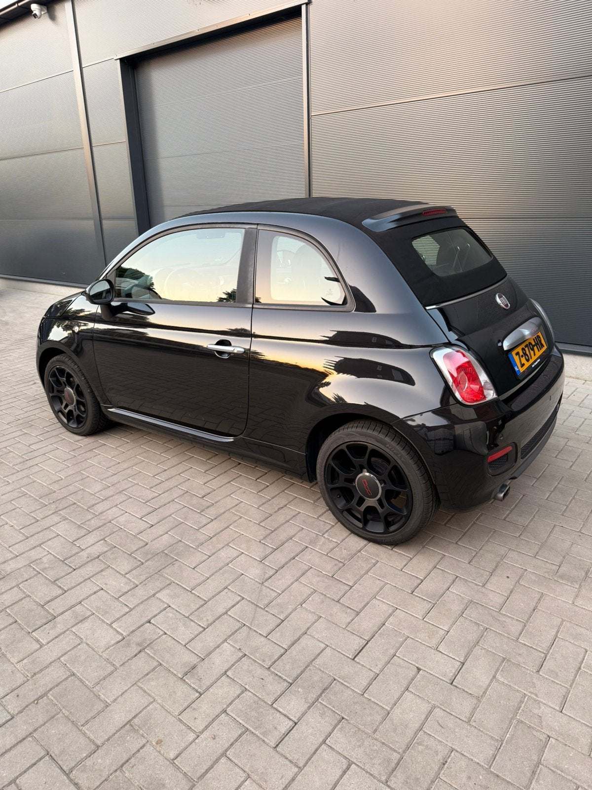 Fiat 500C sport 1.2 2015 Zwart, Auto's, Voorwielaandrijving, Cabriolet, Leder en Stof, Zwart