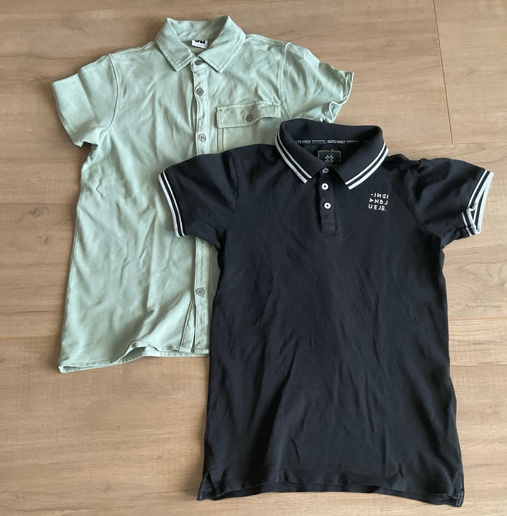 2x Polo: Zwart Indian Blue Jeans & Lichtgroen Jill & Mitch, Ophalen of Verzenden, Gebruikt, Jongen, Shirt of Longsleeve