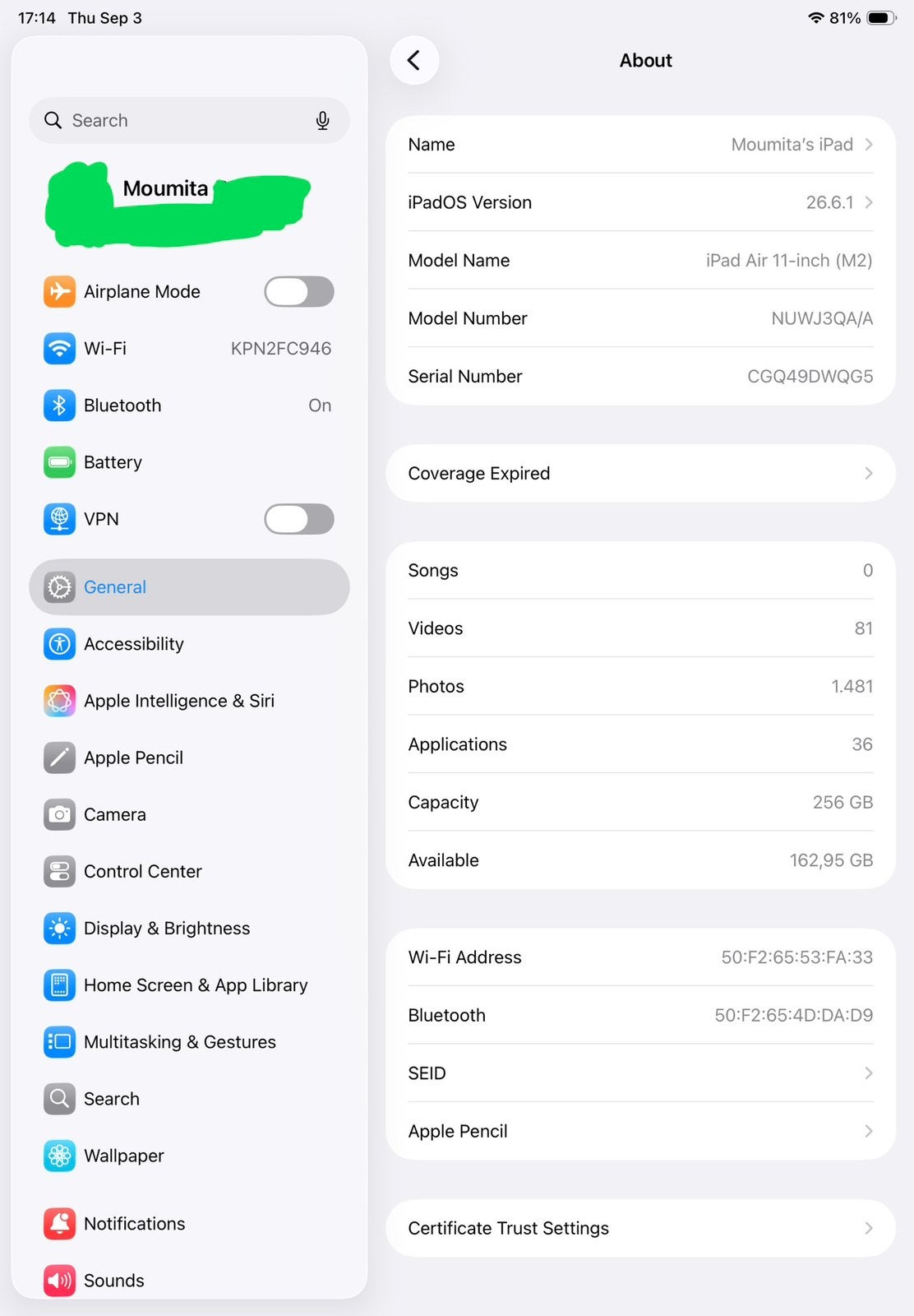 Foto 6 van Ipad Air M2 - 256 GB, Wi-fi, 11 inch + Pencil pro