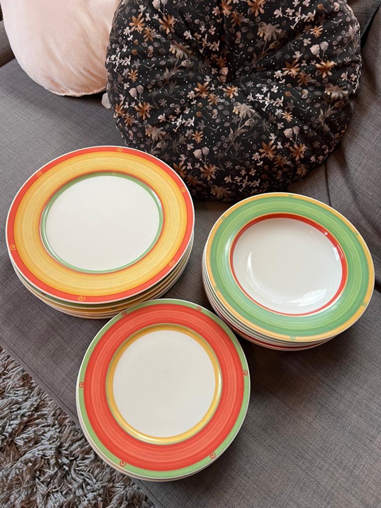 Bordenset, Huis en Inrichting, Keuken | Servies, Ophalen, Gebruikt, Bord(en), Overige stijlen