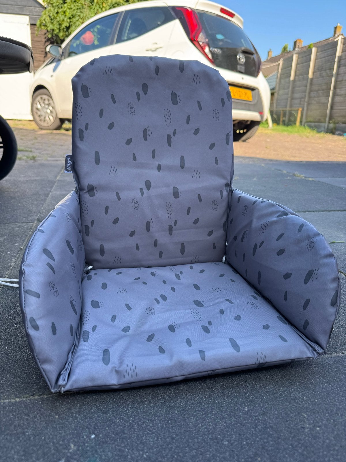 Jollein stoelverkleiner grijs met stippen, Ophalen of Verzenden, Gebruikt, Overige typen, Stoelverkleiner