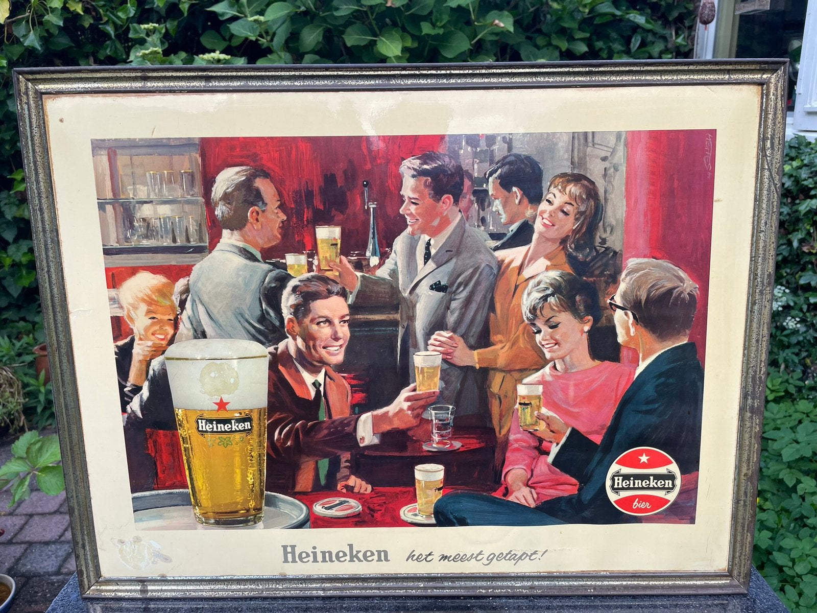 0ude bierreclame Heineken uit 1964, Verzamelen, Reclamebord, Gebruikt, Ophalen of Verzenden, Heineken