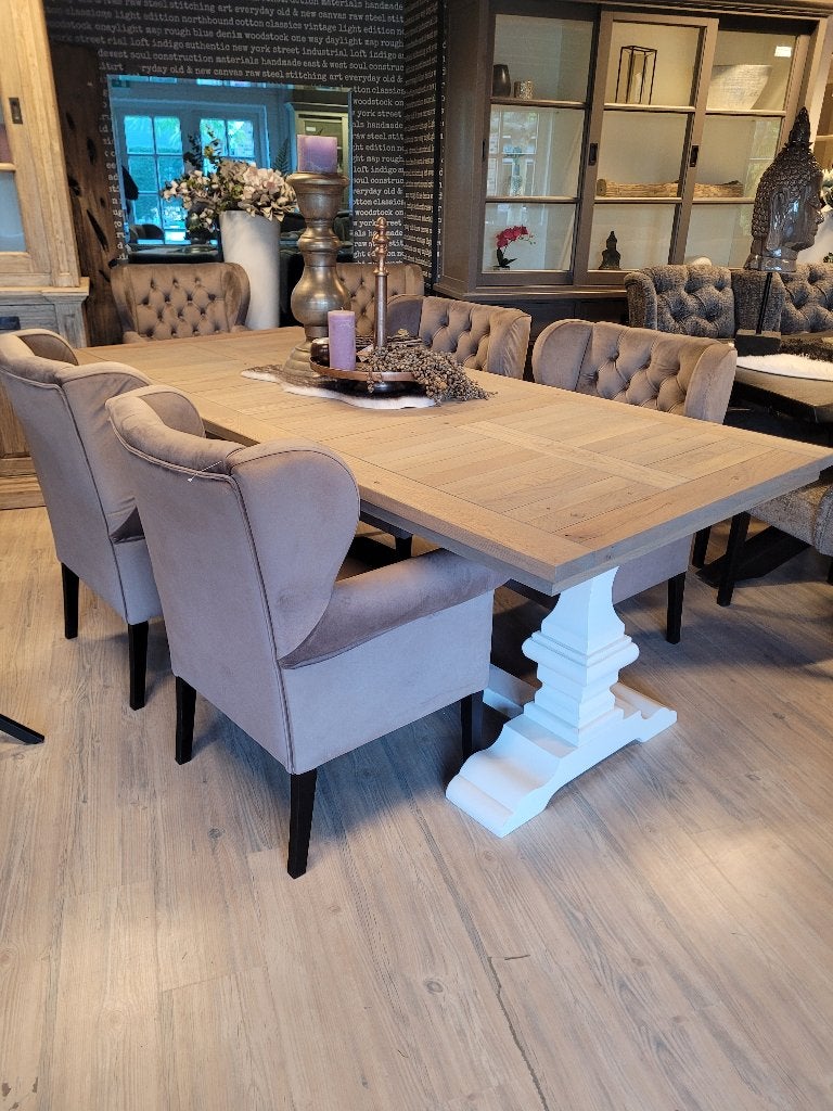 *VOORRAAD* 4 Landelijke Eetkamerstoelen Roman Velvet Taupe 8, Huis en Inrichting, Stoelen, Overige kleuren, Ophalen of Verzenden