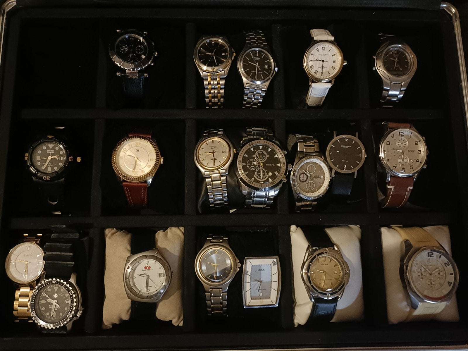 Lot Partij Horloges Sporthorloges Lorus Pulsar Prisma Zie Fo, Ophalen of Verzenden, Gebruikt, Zwart, Android
