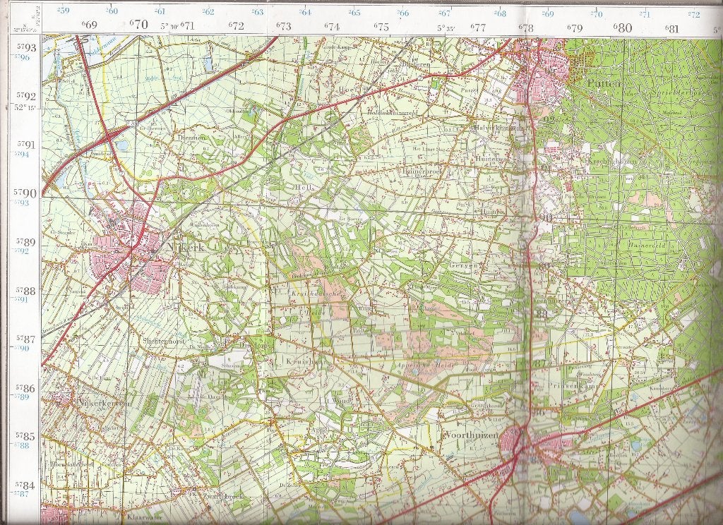 Topografische Kaart Amersfoort Oost Blad 32 Uitgave 1974, Antiek en Kunst, 1950 - 1999, Cartografie, 42 cm, Ophalen of Verzenden