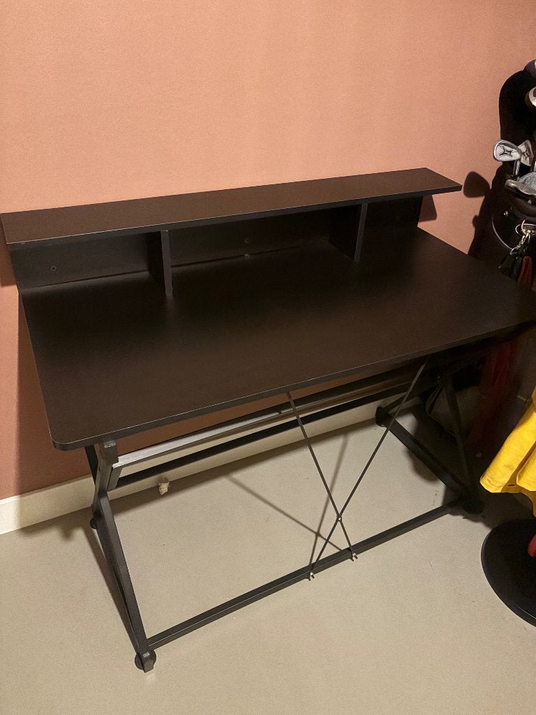 Zwart bureau, Huis en Inrichting, Ophalen, Gebruikt, 110 cm, Hout