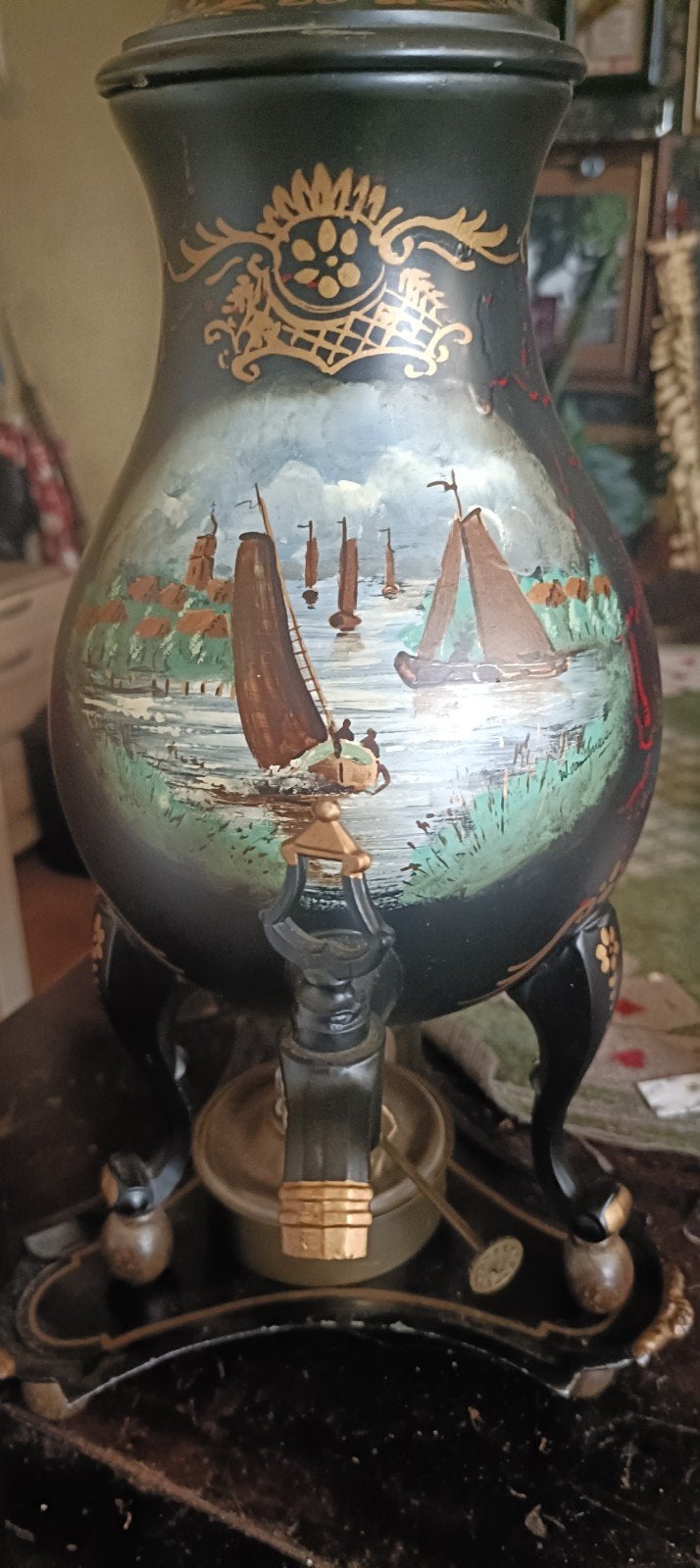 Antieke C. Kurz & Co. Holland Samovar - Edel Tin, Ophalen of Verzenden
