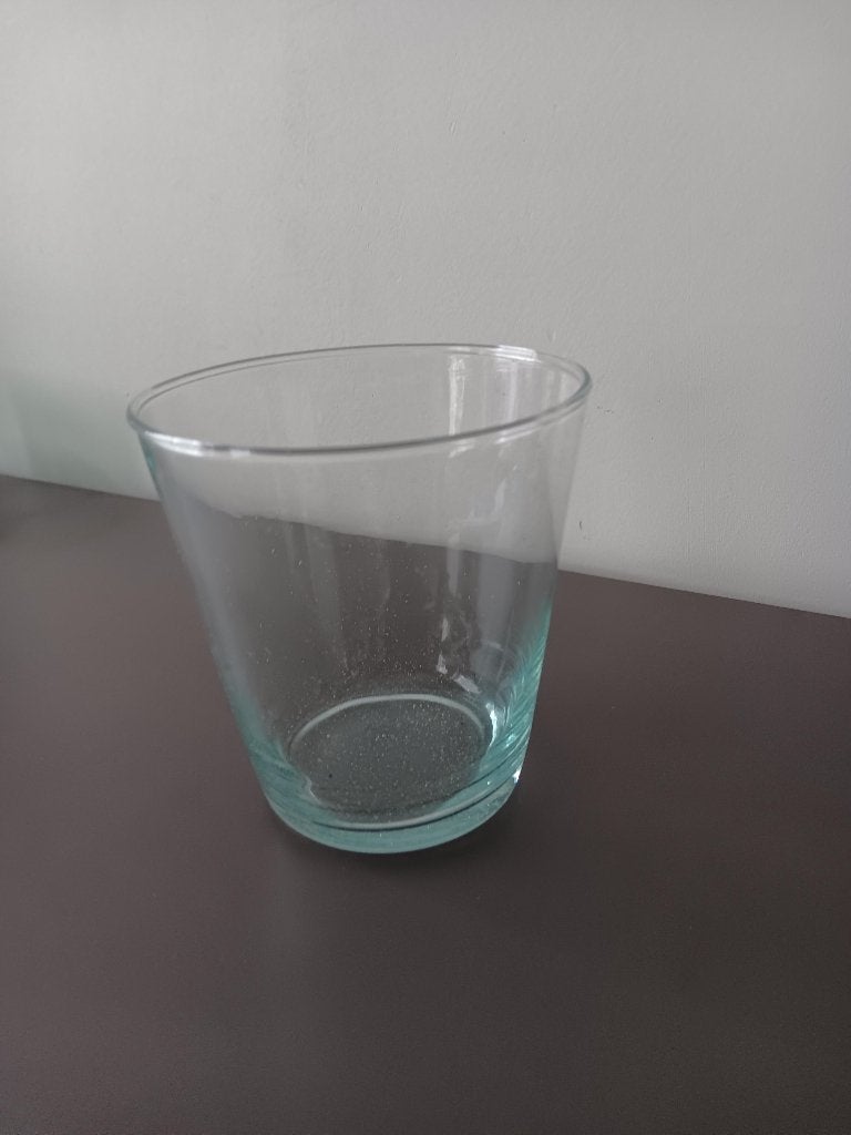 Glazen potje vaasje van helder glas, Overige materialen, Gebruikt, Ophalen of Verzenden, Groen