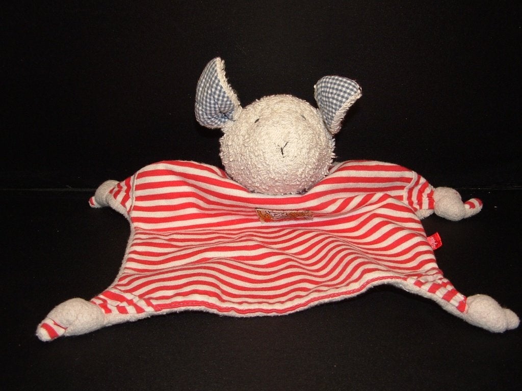 SIGIKID KONIJN KNUFFELDOEK BADSTOF WIT MET ROOD/WIT, Ophalen of Verzenden, Nieuw, Overige typen