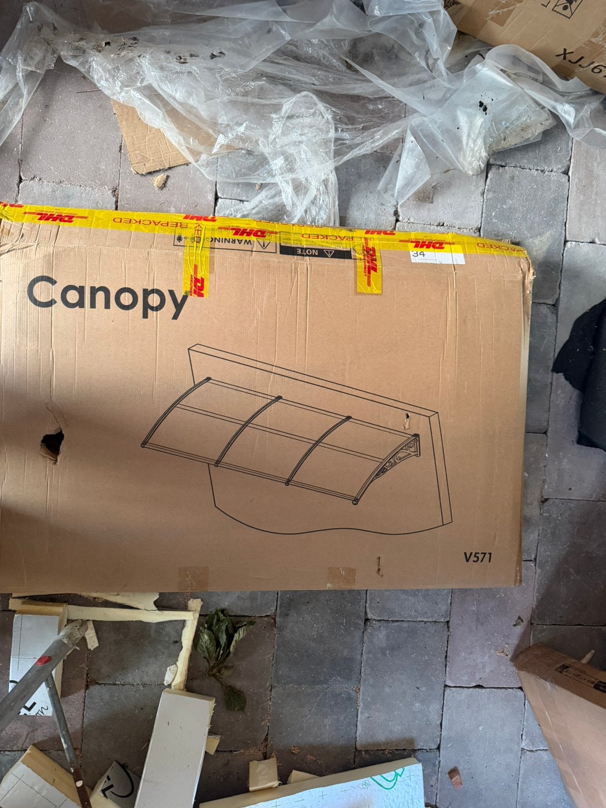 Deurluifel Polycarbonaat 270x98.5cm - Sierbeugels V571, Ophalen of Verzenden, Zo goed als nieuw, X, Metaal