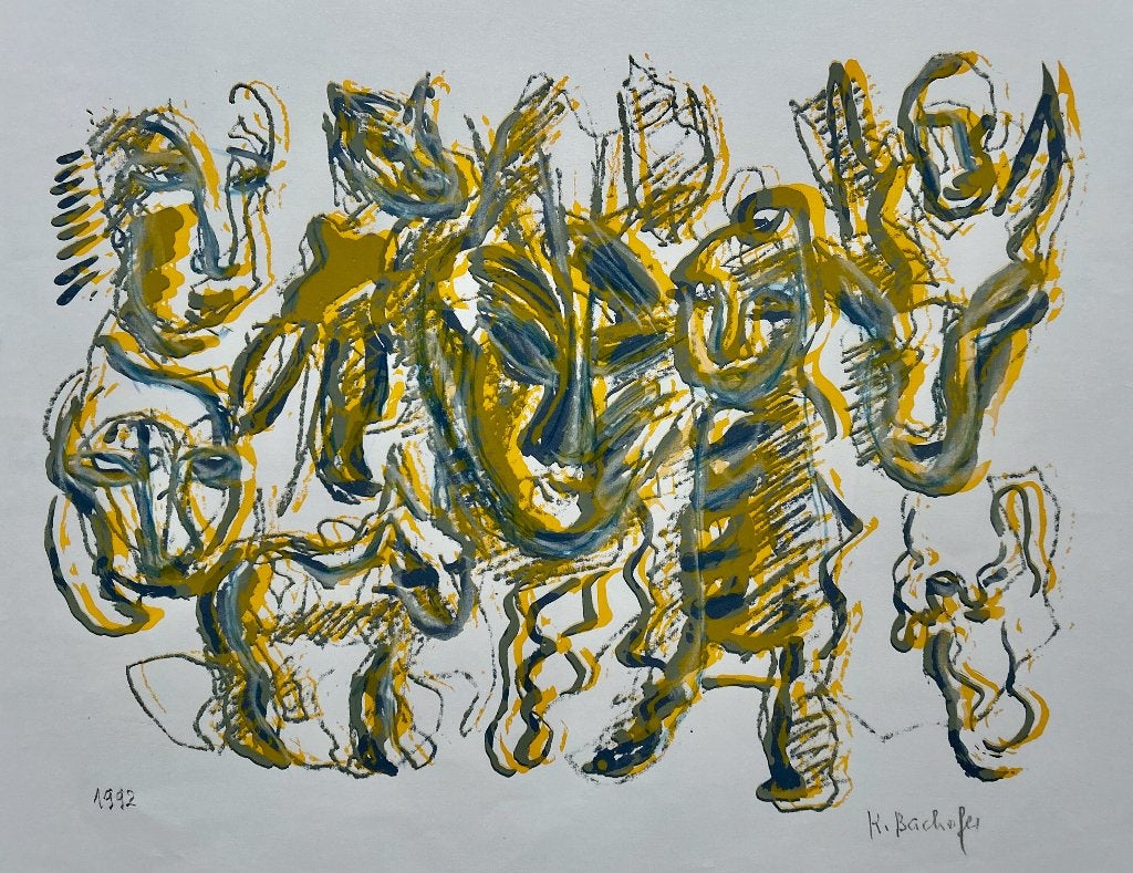 Zeefdruk K. Bachofer, Gesigneerd, Verzenden, Zeefdruk