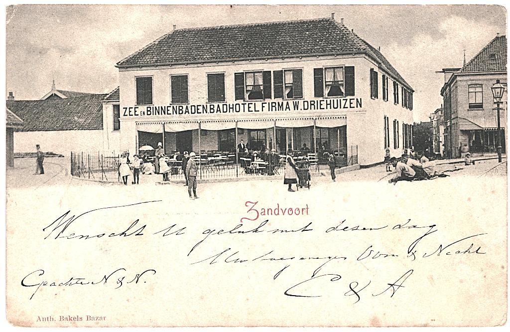 700039 Zandvoort 1899 Zee Binnenbaden Badhotel W. Driehuizen, Ophalen of Verzenden, Voor 1920, Gelopen, Noord-Holland