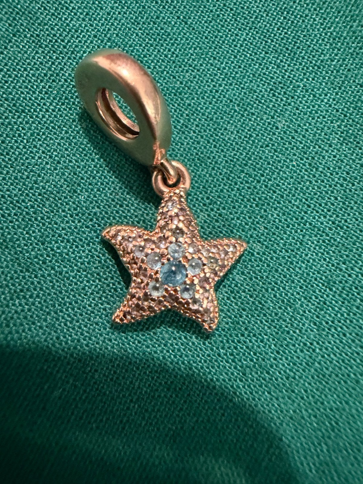 Pandora Rose Gold Plated Zeester Bedel met Strass, Sieraden, Tassen en Uiterlijk, Bedels, Overige materialen, Gebruikt, Pandora