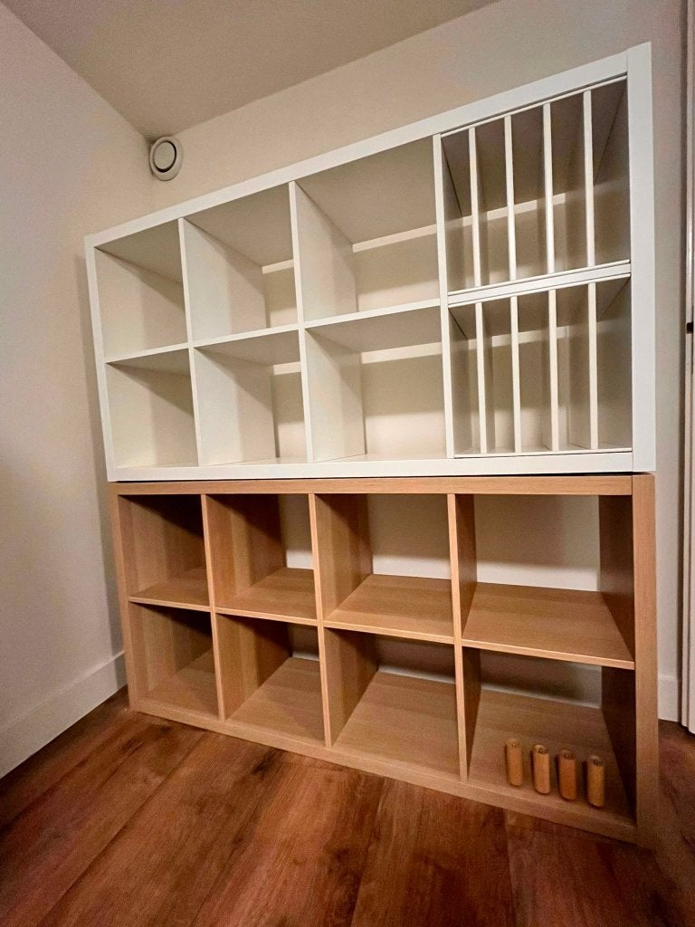 Kallax kast 2 x 4 vakken eiken motief, Ophalen, Gebruikt, 150 tot 200 cm, Minder dan 100 cm