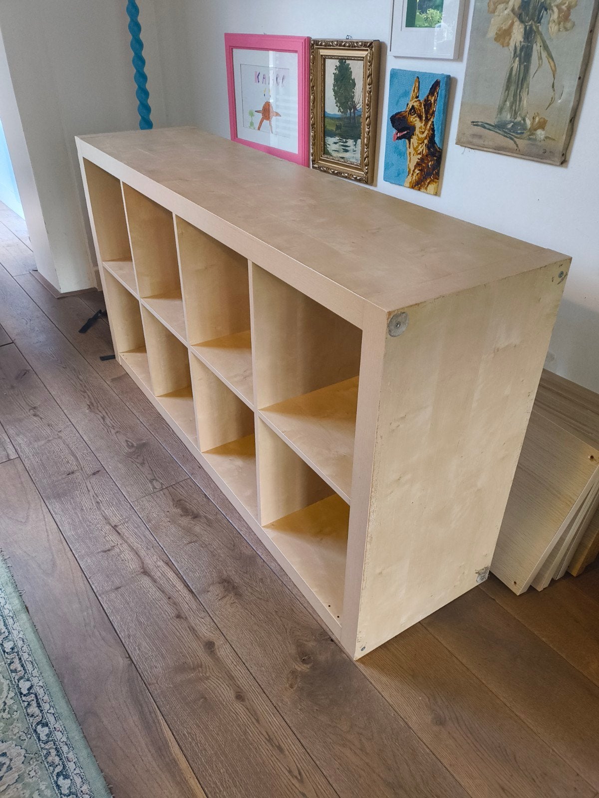 Ikea Kallax/Expedit 4x2 eikenhout, Ophalen, Met plank(en), Gebruikt, Modern, functioneel