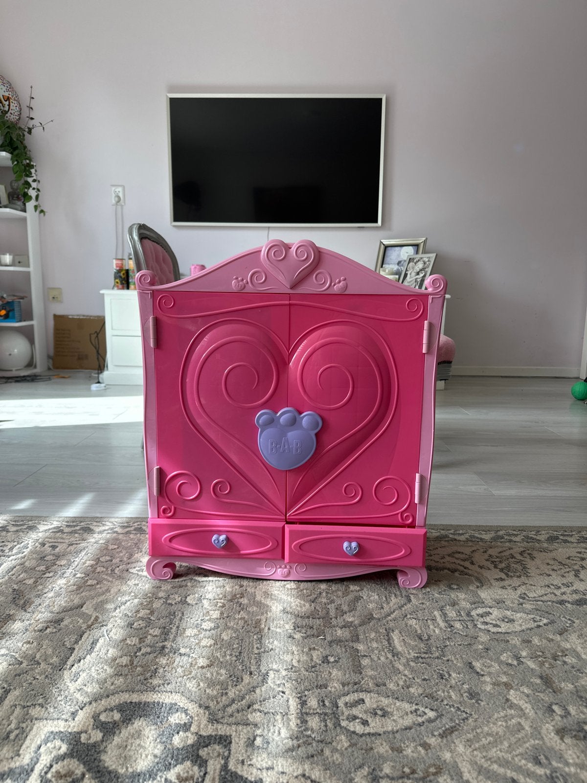 Roze poppenkast/kledingkast voor poppen, Ophalen, Gebruikt, Overige typen