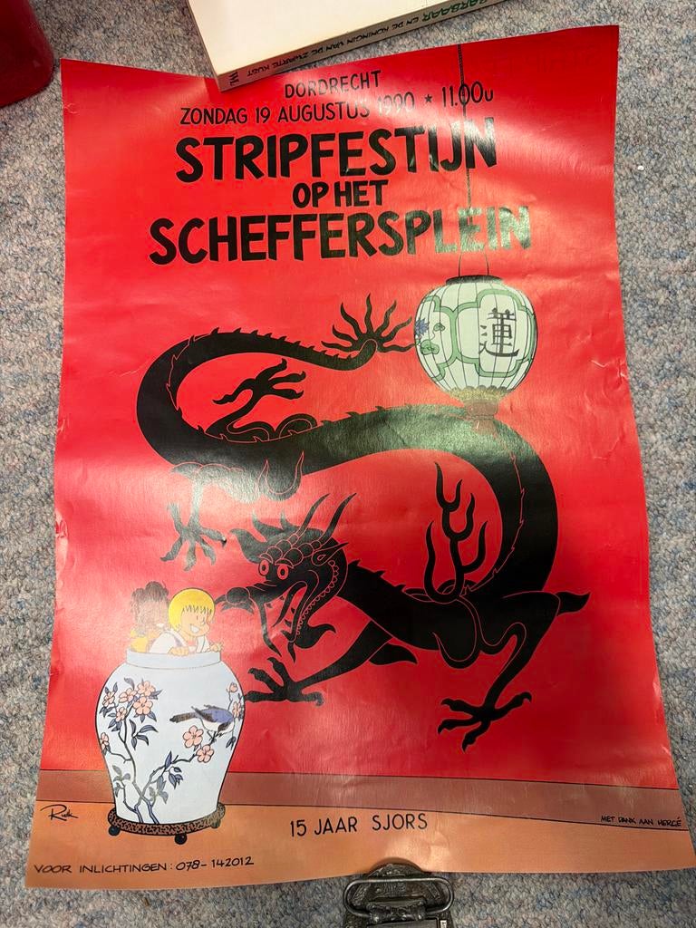 Stripfestijn Dordrecht 1990 - Originele Poster A3, Eén stripboek, Ophalen of Verzenden, Gelezen