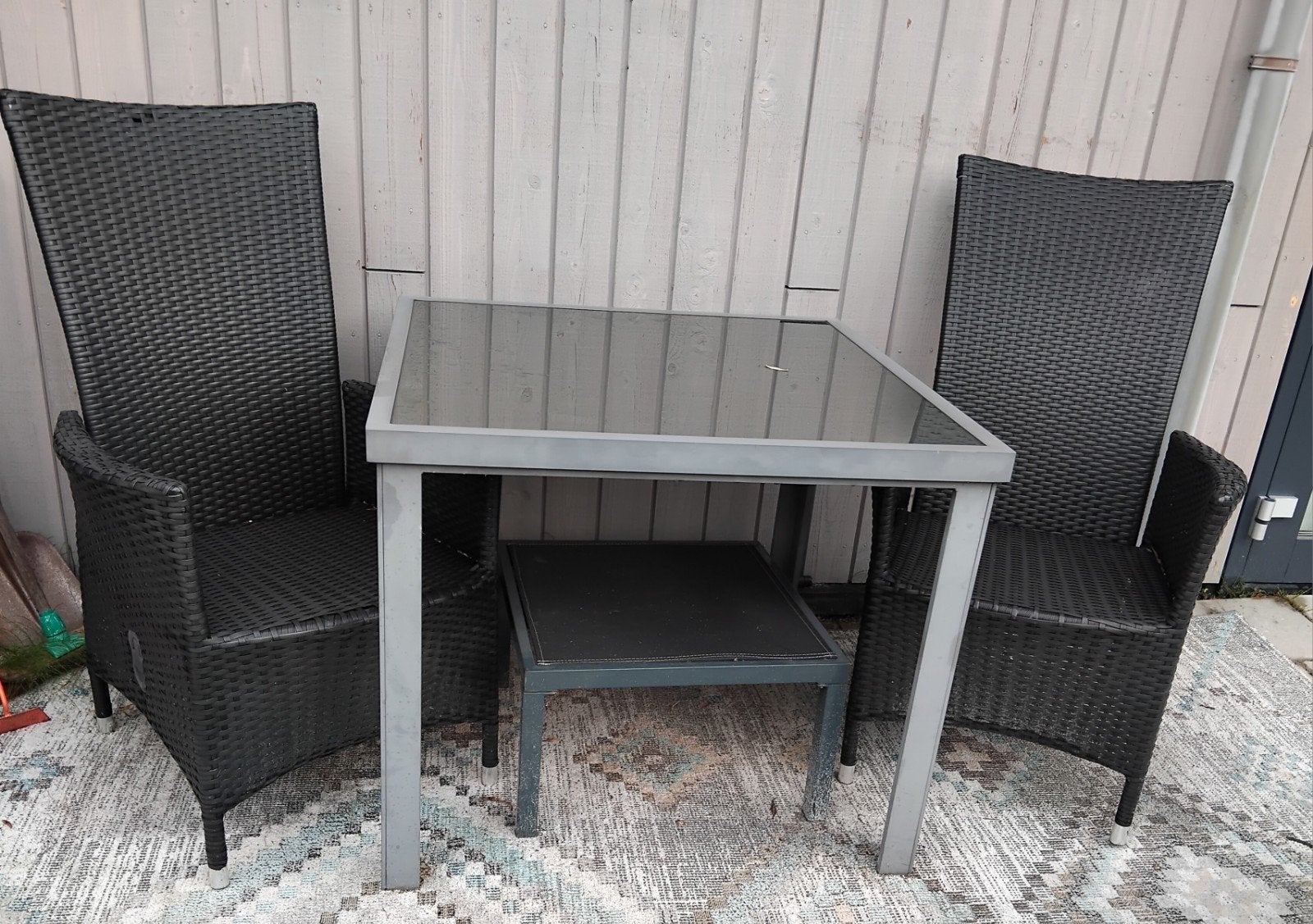 Tuinset met 2 stoelen en tafel - Wicker en Aluminium