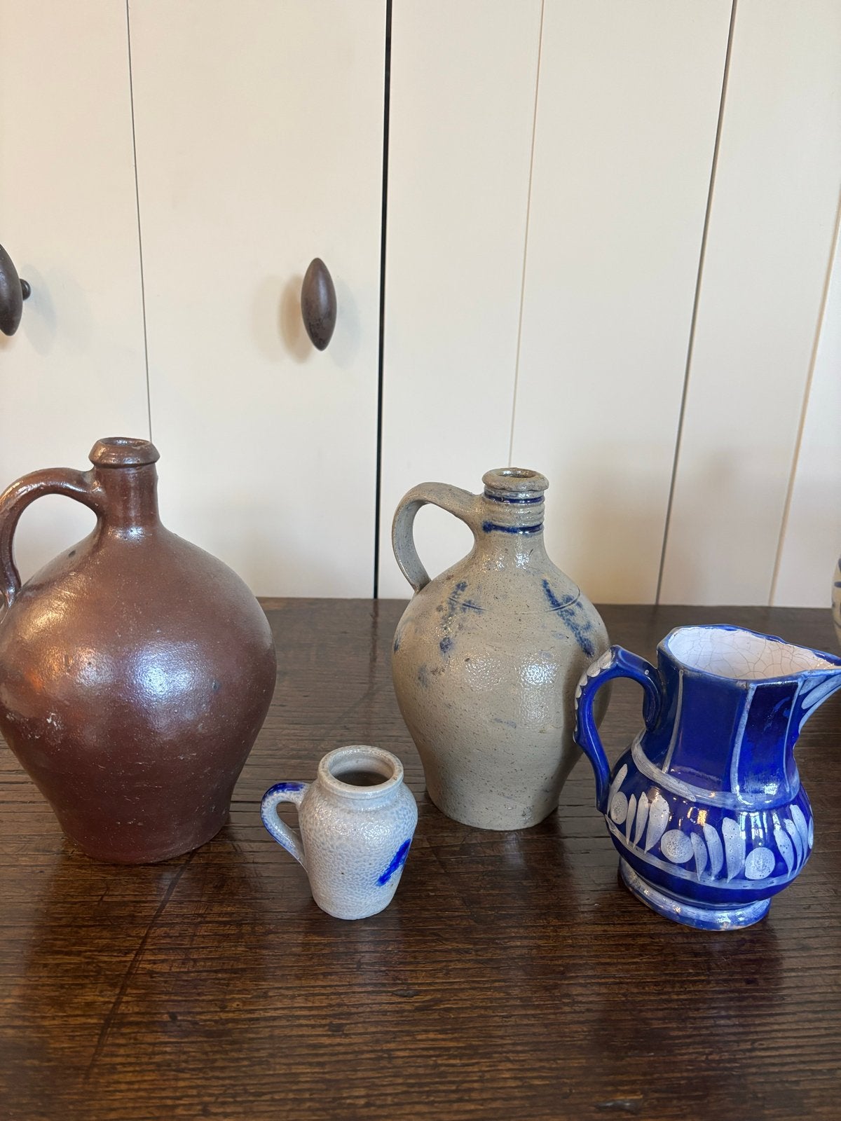 Set van 4 Antieke Stoneware Kruiken en Kannetjes, Verzenden
