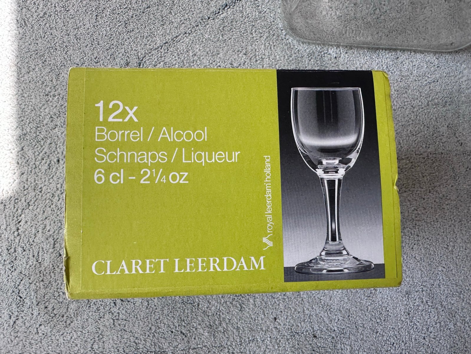 Doos met 12 borrelglaasjes - Royal Leerdam Holland, Huis en Inrichting, Ophalen of Verzenden, Zo goed als nieuw, Glas, Overige merken