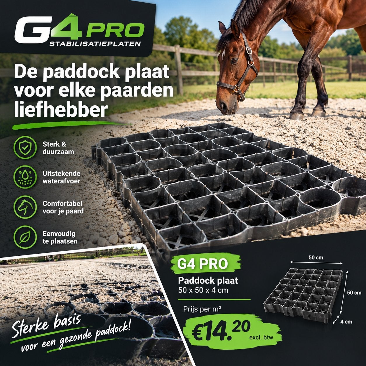 Nieuwe Paddock plaat pro G4 50x50x4 pvc weidegang paddock, Dieren en Toebehoren, Weidegang