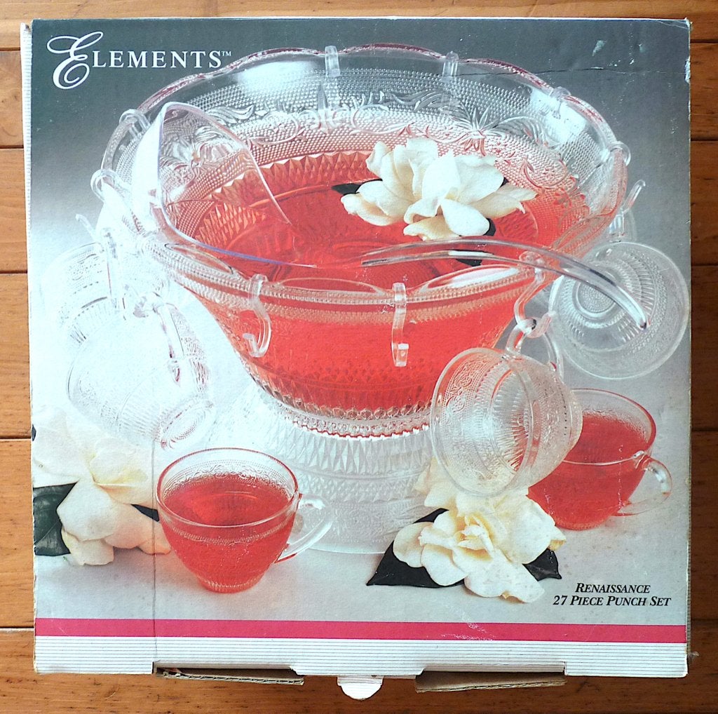 punch bowlset - 27 delig  nieuw in de originele doos vintage, Antiek en Kunst, Ophalen