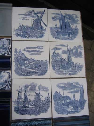 Tegels delfst blauwe afbeelding, ca 120 stuks, 6 versch. afb, Ophalen