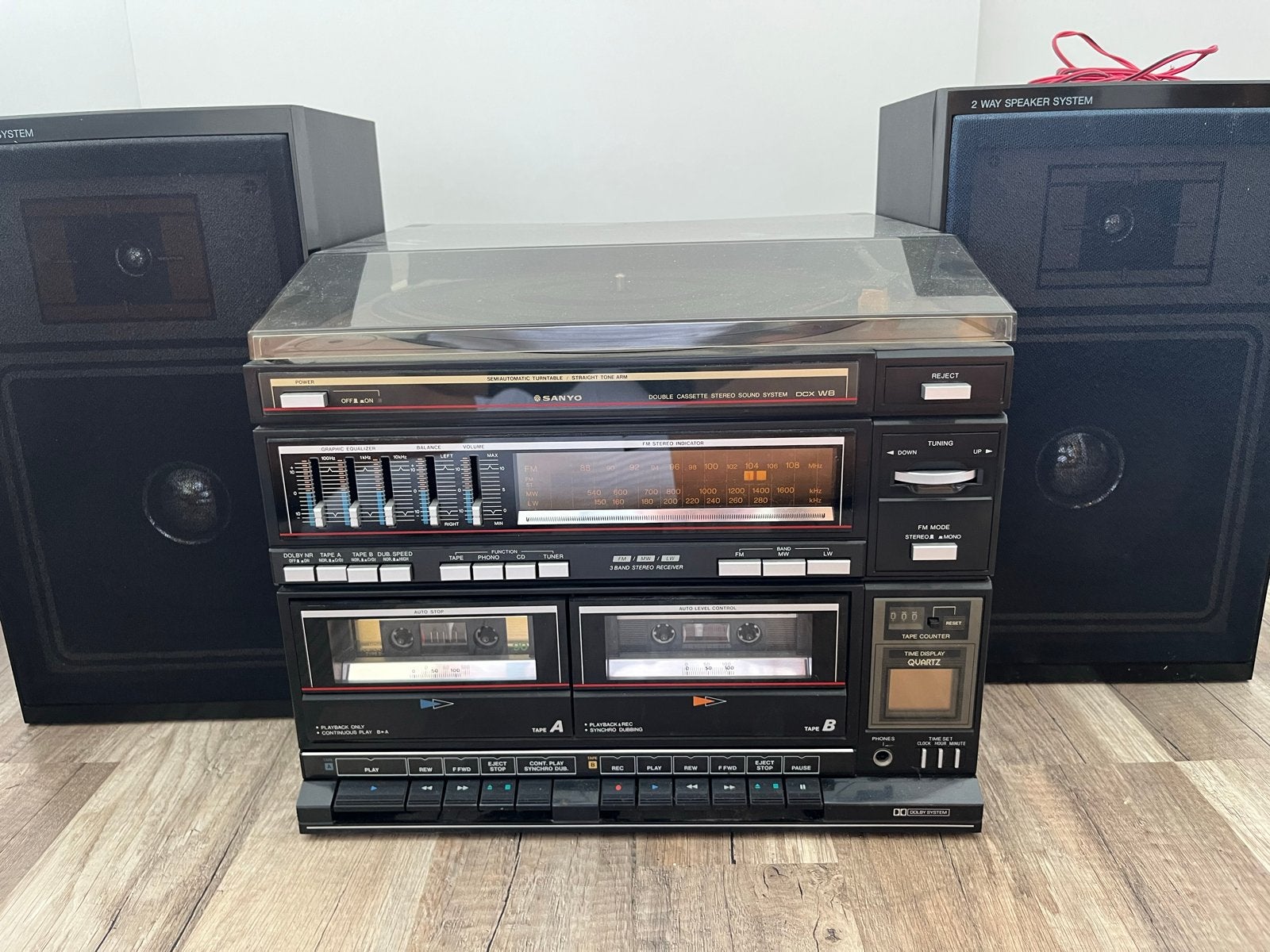 Sanyo Stereo Systeem met Platenspeler, Dubbel Cassettedeck, Gebruikt, Cassettedeck, Losse componenten, Ophalen