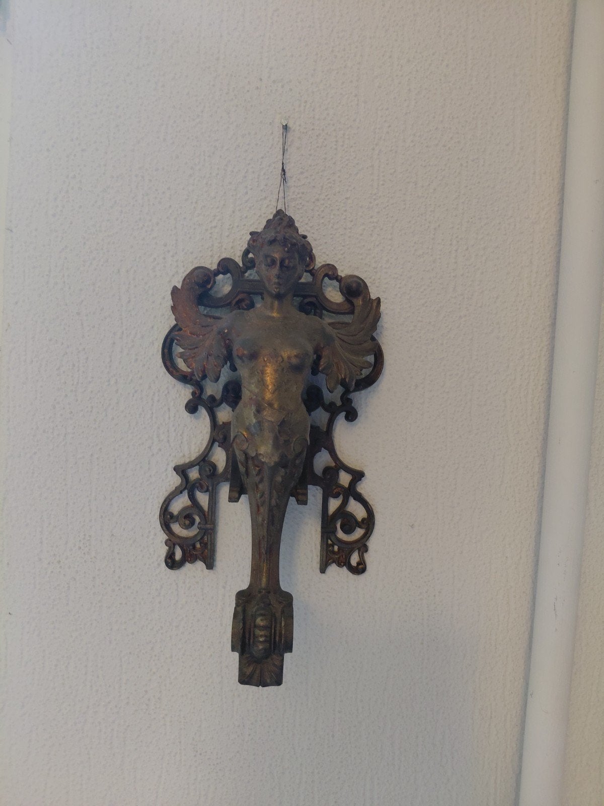 Antieke bronzen deurbel/klopper in de vorm v.e.  zeemeermin, Ophalen of Verzenden