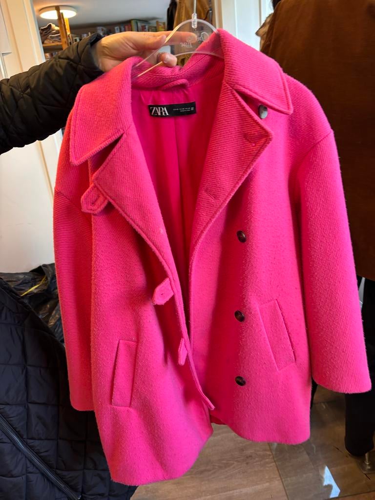 ZARA Fleurig roze dames jas - Maat XS, Kleding | Dames, Jassen | Winter, Ophalen, Gedragen, Maat 34 (XS) of kleiner, Roze