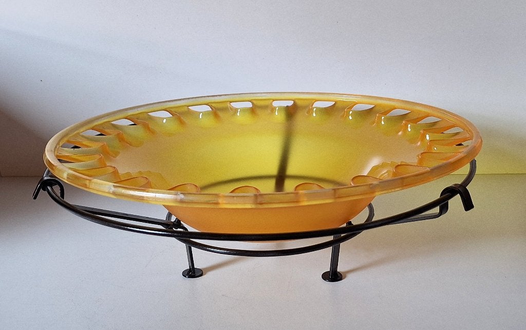 SET GROTE GELE SCHALEN, Op voet, Schaal, Rond, Ophalen of Verzenden