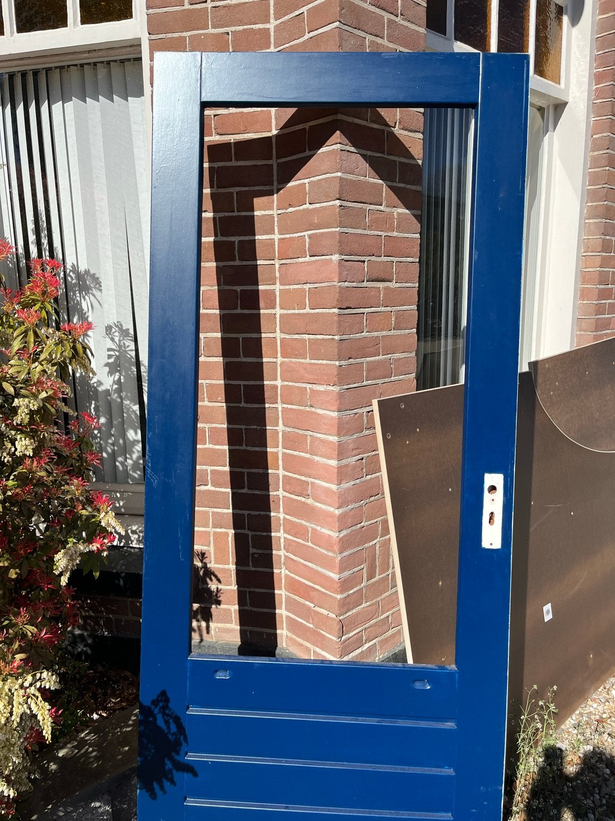 Hardhouten Buitendeur 83x201 cm met valdorpel, Doe-het-zelf en Verbouw, Ophalen, Gebruikt, 80 tot 100 cm, Buitendeur