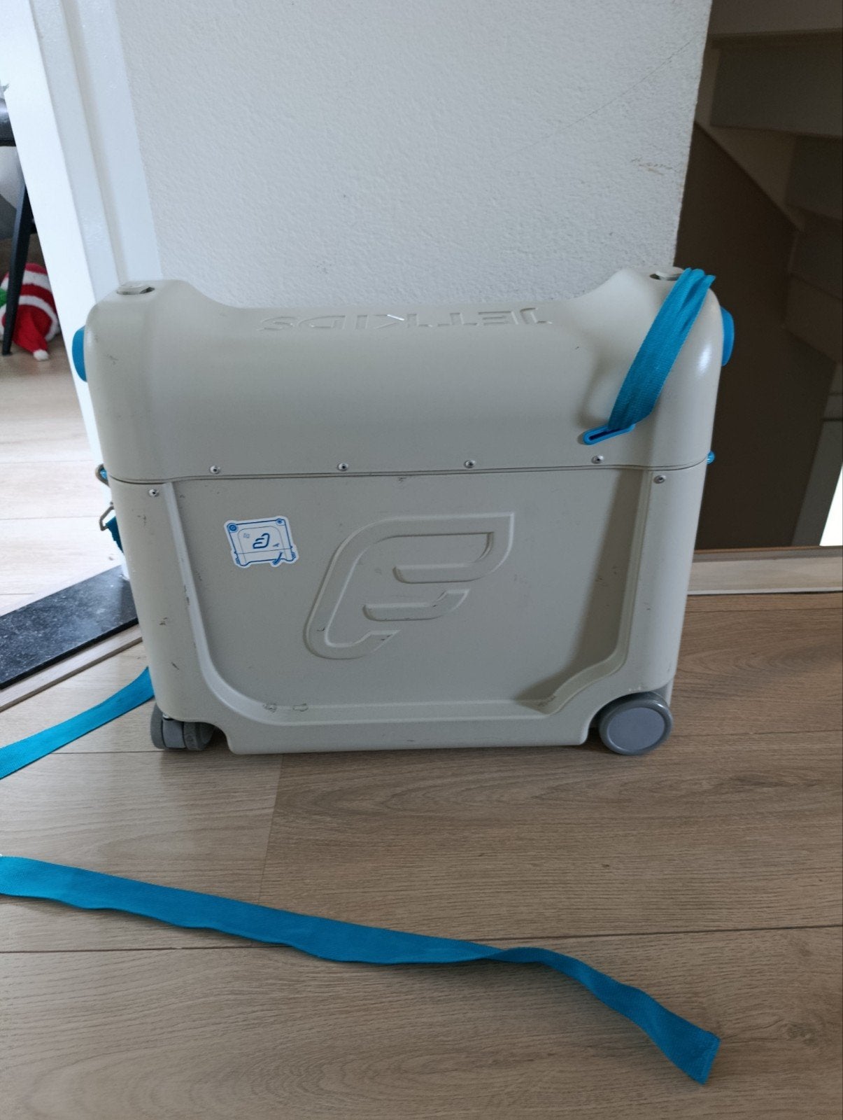 JetKids by Stokke BedBox Koffer - Grijs met Blauw, Ophalen of Verzenden, Gebruikt